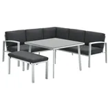 Garden Impressions Gartenlounge-Set Dining-Ecklounge "Baltimore" inkl. Ecksofa, Bank und Tisch schwarz|weiß