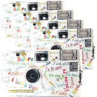 5X 1A PHOTO PORST Einwegkamera Edition I Mog Di in weiß, bunt, mit Blitz, Batterien und Film (5er Pack, je 27 Aufnahmen)