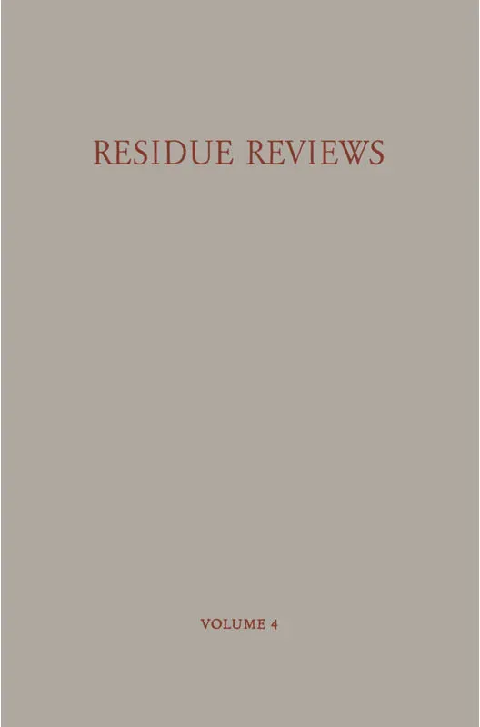 Residue Reviews / Rückstands-Berichte - Francis A. Gunther  Kartoniert (TB)