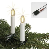 hellum LED Lichterkette Weihnachtsbaum Made-in-Germany Christbaumbeleuchtung Kerzen Lichterkette innen mit Clip, 15 warmweiße LED-Filament, beleuchtet 980cm, Kabel grün Schaft weiß 815009