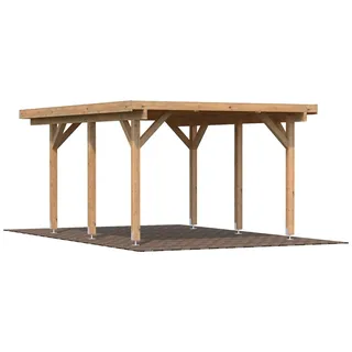Einzel-Carport 360 x 512 cm Braun tauchgrundiert