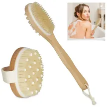 Relaxdays Massagebürsten-Set braun Holz, 2 St.