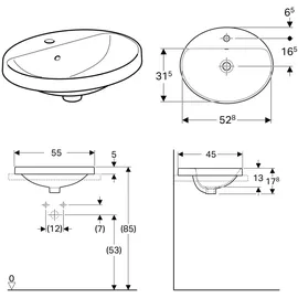Geberit VariForm Einbauwaschtisch 55 x 45 cm (500721012)