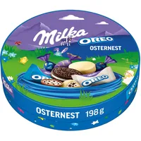 Milka & OREO Osternest 1 x 198g I Osterschokolade Einzelpackung I 20-teilig I Ostergeschenk Schokolade I Süßigkeiten zu Ostern aus 100% Alpenmilch Schokolade