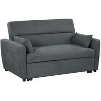 Homcom Schlafsofa, 2-Sitzer Sofa mit Schlaffunktion, Verstellbare Rückenlehne, Couch mit Kissen, Samtoptik, Schlafcouch mit Bettkasten für Wohnzimmer, Sofas & Couches, Schlafsofas