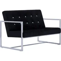 vidaXL Sofa 2-Sitzer mit Armlehnen Polstersofa Loungesofa Polsterbank Sitzbank Sofabank Sessel Bank Sitzmöbel Polstermöbel Schwarz Samt Verchromte Beine