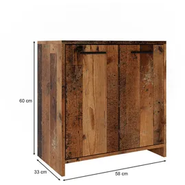 Vicco Waschbeckenunterschrank Kiko 58 x 60 x 33 cm Braun