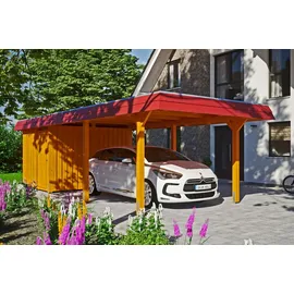 SKANHOLZ Carport Wendland 3,62 x 8,70 m Eiche hell mit Abstellraum