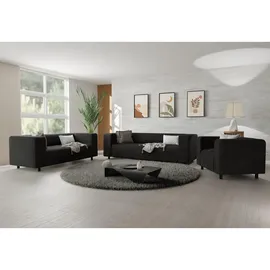 S-Style Couch Cord 3-Sitzer + 2-Sitzer + Sessel Schwarz