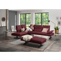 Ecksofa W.SCHILLIG "broadway, Designsofa, toller Sitzkomfort, zeitlos, elegant, L-Form", rot (burgundy z69), B:284cm H:94cm T:224cm, Longlife Xtra-Leder Z69: Das feinnarbige, gedeckte Softleder Z69 besticht durch seine außergewöhnliche Weichheit im trendigen u00bbVintage-Looku00ab, Hautstärke 0, 9 - 1, 1 mm, Sofas, Sitztiefenverstellung, Kopfteil- & Seitenteilverstellung, Breite 284cm