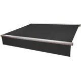 Mendler Elektrische Vollkassetten-Markise T124, 4,5x3m ausfahrbarer Volant Polyester Anthrazit