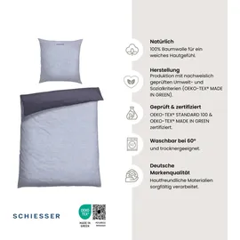 SCHIESSER Doubleface Renforcé blau 155 x 200 cm + 80 x 80 cm