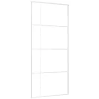 vidaXL Haustür Schiebetür ESG-Glas und Aluminium 90x205 cm Weiß (1-St) 90 cm