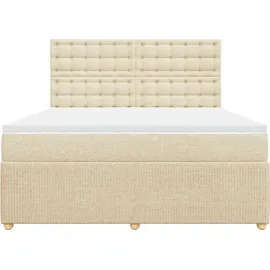 vidaXL Boxspringbett mit Matratze Creme 180x200 cm Stoff