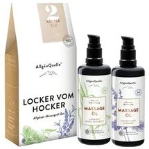 AllgäuQuelle AllgäuQuelle® BIO Massageöl-Set mit 100 Bio ätherische Öle Lemongrass, Orange und Lavendel, Zeder 200 ml Pumplösung