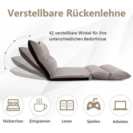 Costway Bodensofa 3 in 1 Polyester 0 x 0 x 0 cm Grau mit Kissen