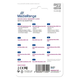 MediaRange MR956 microSDHC Class 10 + SD-Adapter 4 GB
