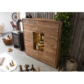 Massivmoebel24 Highboard 145 x 153 x 40 cm Akazie lackiert / Beige