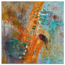 Artland Glasbild »Ein Saxofon«, Instrumente, (1 St.), blau