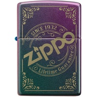 Zippo – Sturmfeuerzeug, Zippo Logo, Laser Engraved, Iridescent, nachfüllbar, in hochwertiger Geschenkbox