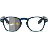 ALKAHE Selbsttönende Lesebrille mit Grau Linse Rechteck Rahmen - Photochrome Lesehilfe Damen Herren Sehhilfe UV400 Schutz Brille mit Sonnenschutz Blau Brille 0 - M
