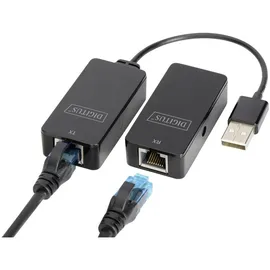 Digitus USB 2.0, Computer, Maus, Netzwerk, Notebook, Tastatur/Maus Adapter [1x USB 2.0 Buchse A, USB 2.0 Stecker A - 2x RJ45-Buchse, RJ45-Buchse