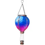 Solar Heißluftballon Laterne, Garten Ornamente Outdoor, Heißluftballon Solar Laterne, Wasserdichtes Licht mit Kerzenhalter Flackernde Flamme Hängende Gartenleuchte für Garten Dekor (#2)
