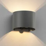 ledscom.de Wandleuchte RUNEL für außen, IP65, Up-/Downlight, Bewegungsmelder, anthrazit matt, rund, 1x G9 max. 10W