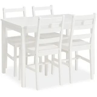 Homestyle4u Essgruppe mit 4 Stühlen Weiß 3061