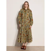 Apricot Midikleid Geblümt Grün 36