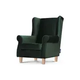 Konsimo Ohrensessel Miles Velours 82 x 105 x 97 cm Grün