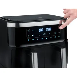 Severin HEIßLUFTFRITTEUSE FR 2453, Schwarz, Metall, Kunststoff, 3.25 L, 33.5x31.5x36.5 cm, Temperaturanzeige, Timer, Programm wählbar, Display, Touchscreen, Küchengeräte, Fritteusen