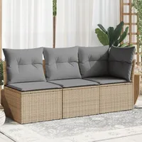 Festnight Gartensofa Rattan Sofa mit Stauraum Balkon Sofa 3 Sitzer Lounge Sofa Outdoor Rattansofa 3er Balkon Lounge Klein Balkonmöbel Couch Gartenlounge Gartenmöbel Polyrattan