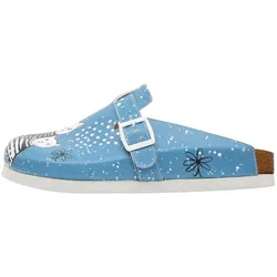 Hausschuh DOGO "Comfie Family Portrait Damen Hausschuhe / Female", Damen, Gr. 40, Normalschaft, blau, Lederimitat, Schuhe, Vegan