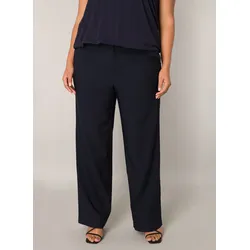 Stoffhose BASE LEVEL CURVY, Damen, Gr. 52, N-Gr, blau (dunkelblau), Stoff, Obermaterial: 77% Viskose, 20% Nylon, 3% Elasthan, unifarben, casual, bequem normal, Hosen, mit Schlag und Viskose
