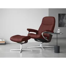 Stressless Relaxsessel STRESSLESS "Consul", rot (cherry paloma), B:91cm H:102cm T:79cm, Leder PALOMA: PALOMA ist ein durchgefärbtes Semianilin-Möbelleder mit natürlicher Narbung., Sessel, Relaxsessel, mit Cross Base, Größe S, M & L, Holzakzent Braun