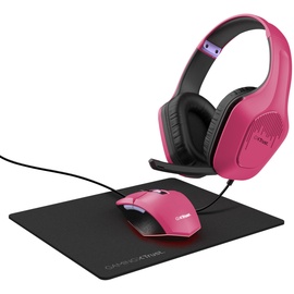 Trust GXT 790P 3-in-1 Gaming-Maus & Headset-Set USB Optisch Pink