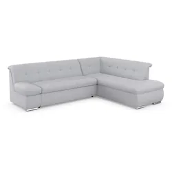 Ecksofa DOMO COLLECTION "Mona L-Form", silber, B:271cm H:80cm T:213cm, Struktur fein 100% Polyester, Chenilleoptik 100% Polyester, Sofas, wahlweise mit Bett- und Armlehnfunktion
