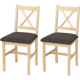 heute wohnen Esszimmerstuhl HWC-F77 Stoff grau/weiß 2er Set