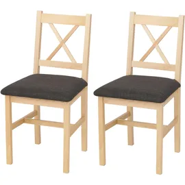 heute wohnen Esszimmerstuhl HWC-F77 Stoff grau/weiß 2er Set