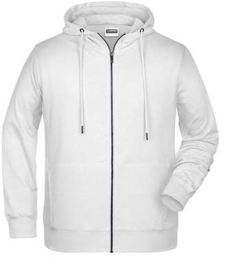 Men's Zip Hoody Sweat-Jacke mit Kapuze und Reißverschluss weiß, Gr. XL