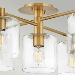 Licht-Erlebnisse Deckenlampe KAIRO Messing Antik, Transparent, Vintage Design, 7x E27 bis 60W LE121039
