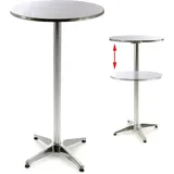 VCM Stehtisch Bistrotisch Edelstahl Aluminium Ø60 x H110/70 cm - silber