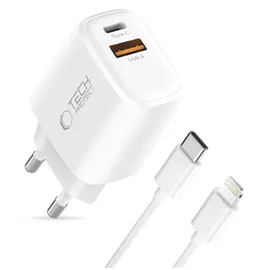 TECH-PROTECT NCA30 30W USB-A / USB-C + USB-C / Lightning Cable 100cm - White