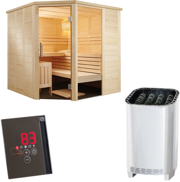 Sentiotec Sauna Komplettset Alaska Corner | Savonia | 5 Pers.