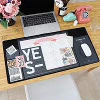 Große Schreibtischunterlage mit Taschen, Trennlinie, Kalender, Mauspad, transparenter PVC-Abdeckung, Schreibtischunterlage Laptop Schreibtischschutz Schwarz