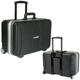 HMF 15602-02 Werkzeugtrolley leer, Werkzeugkoffer aus ABS-Kunststoff mit Rollen, 47 x 40 x 24,5 cm