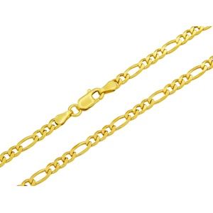 Figarokette 925 Sterling Silber vergoldet 3,5mm breit Länge wählbar 45 50 55 60 cm Silberkette Halskette Gold Kette Damen (50)