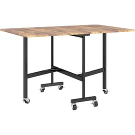 Homcom Esstisch Braun, Holzwerkstoff, 6-Sitzer, Rechteckig, Rollen, Bremsen für 4-6 Personen, Klapptisch für kleine Räume, Küche, bis 100 kg belastbar, 120 x 80 ... -