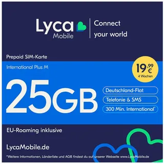 Lyca Mobile International Plus M Prepaid SIM Karte ohne Vertrag weiß Weiß LTE
